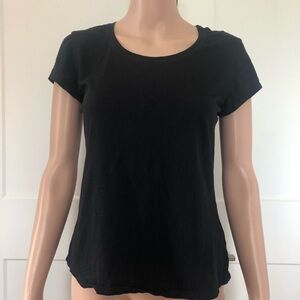 Andrea Jovine Black Cap Sleeves Pima Cotton Tee T-shirt Small